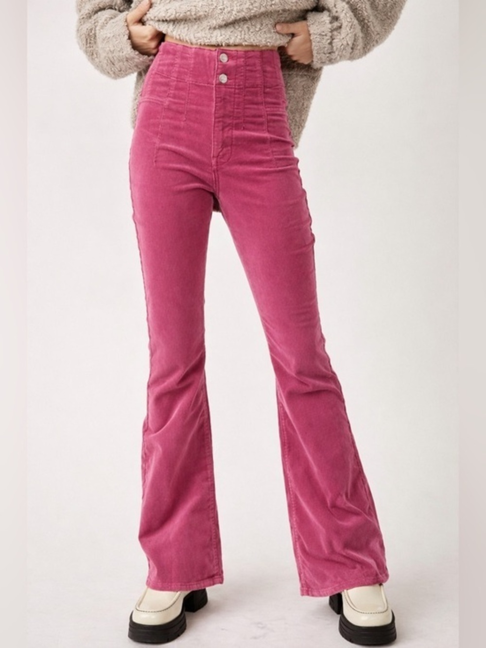 We the free Jayde pink corduroy flared pants